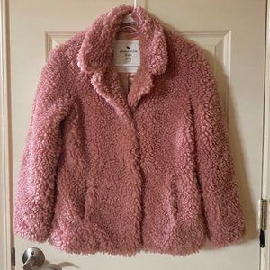ABERCROMBIE KIDS: GIRLS SOFT FURRY 'PINK TEDDY COAT'-SIZE 11/12